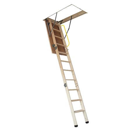 Nuvo Iron Wood Pull Down Attic Ladder for Openings of 25.5 IN x 54 IN & up to 10 FT High Ceilings ALW255X54